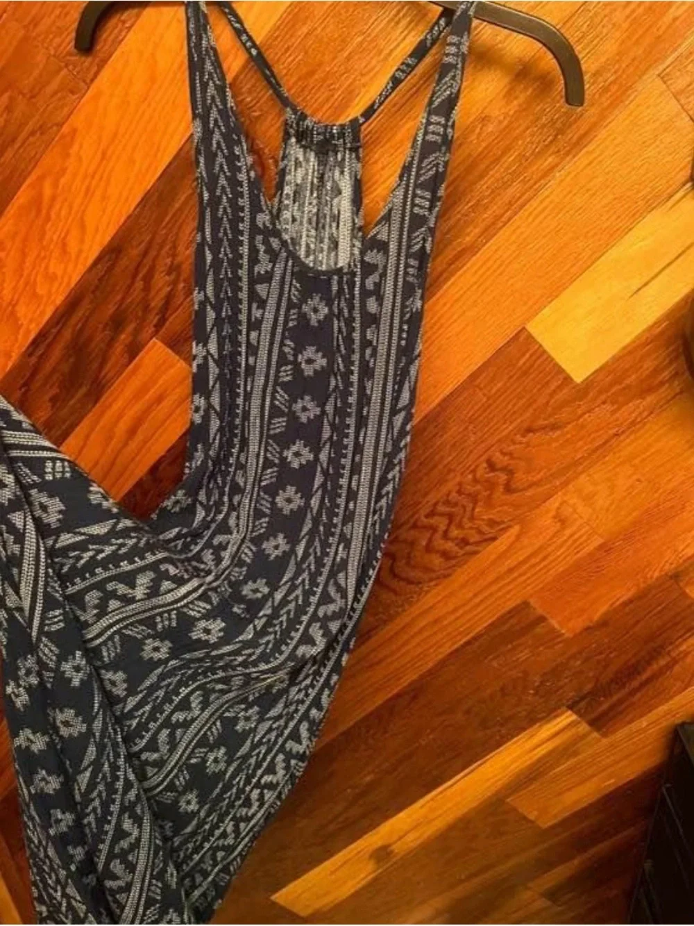 Blue Patterned Racerback Maxi Dress - Picture 2 of 5